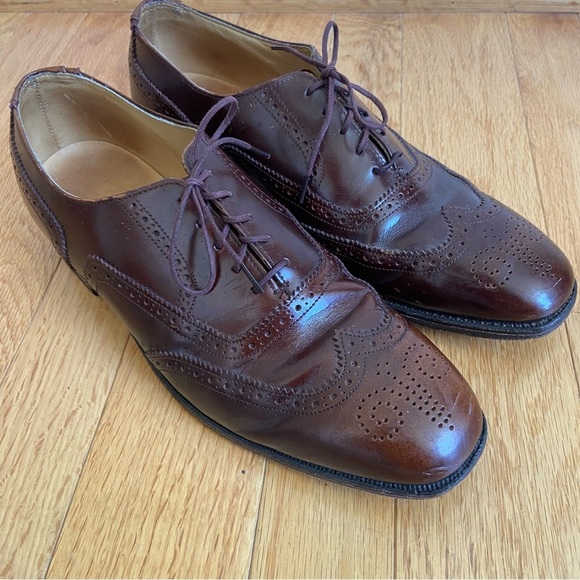 Nettleton Wingtip Dress Shoes Mens 8 Brown Leather Oxfords Formal Preppy Career main image 8